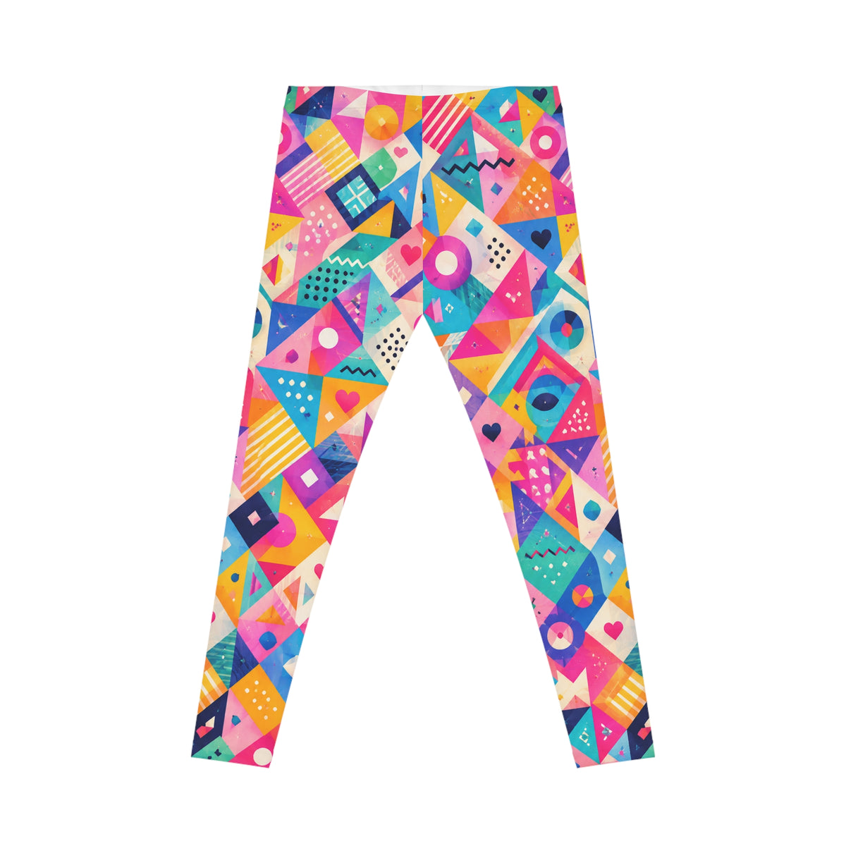 Colorful Geometric Print Leggings — Bright Abstract All-Over Pattern