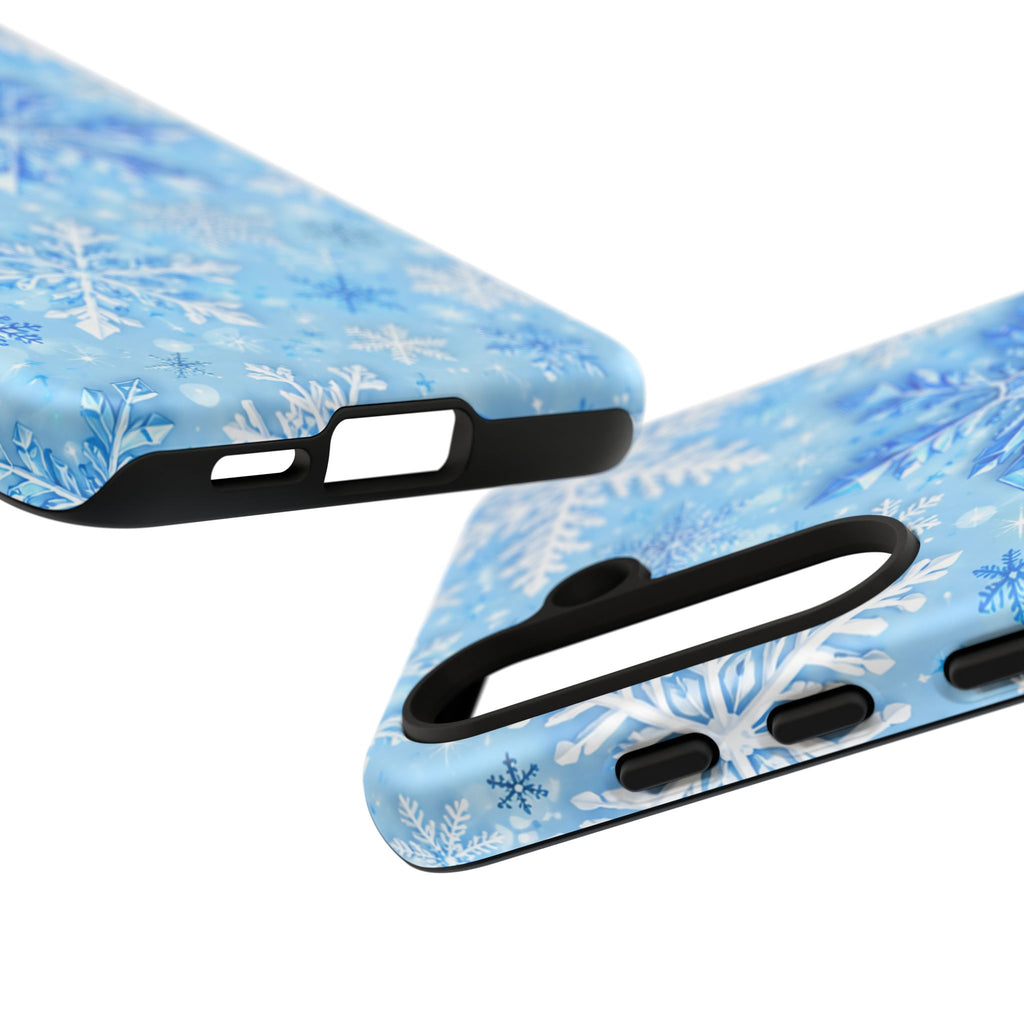 Winter Snowflake Tough Phone Case — Blue Holiday Protective Cover