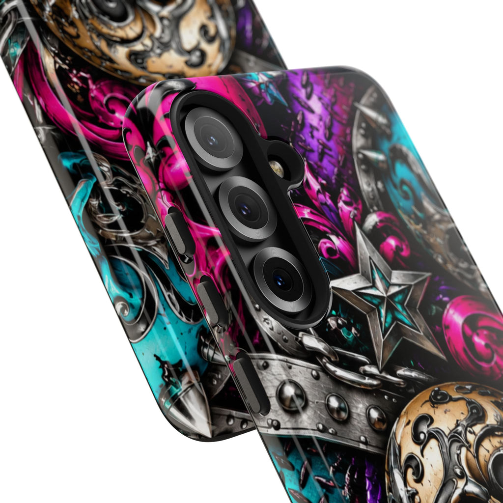 Skull & Stars Tough Phone Case | Colorful Gothic Skull Phone Case