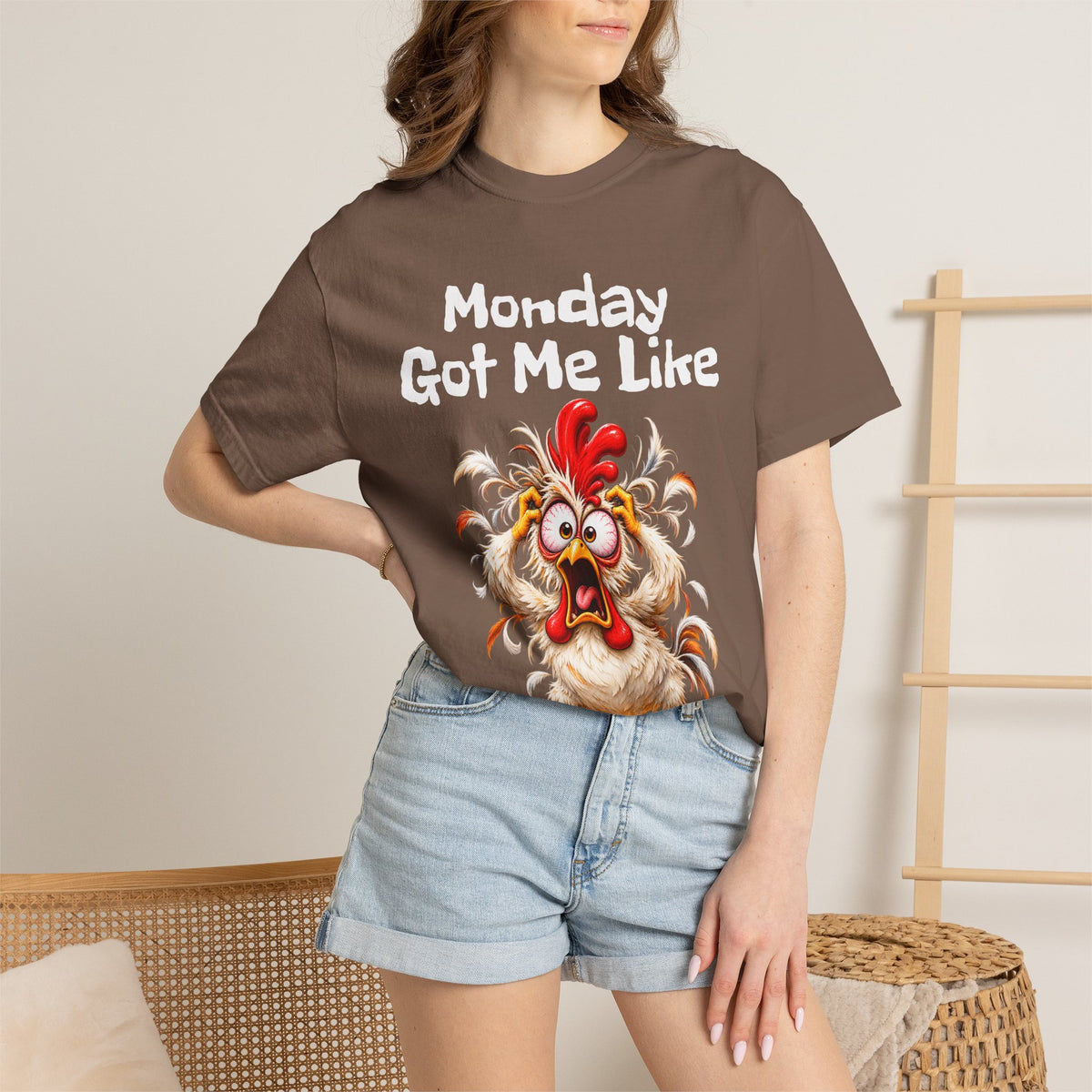 Copy of Monday Got Me Like T-Shirt — Funny Cartoon Chicken Graphic Tee