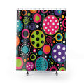 Bright Polka Dot Shower Curtain — Neon Circles Retro Bathroom Decor
