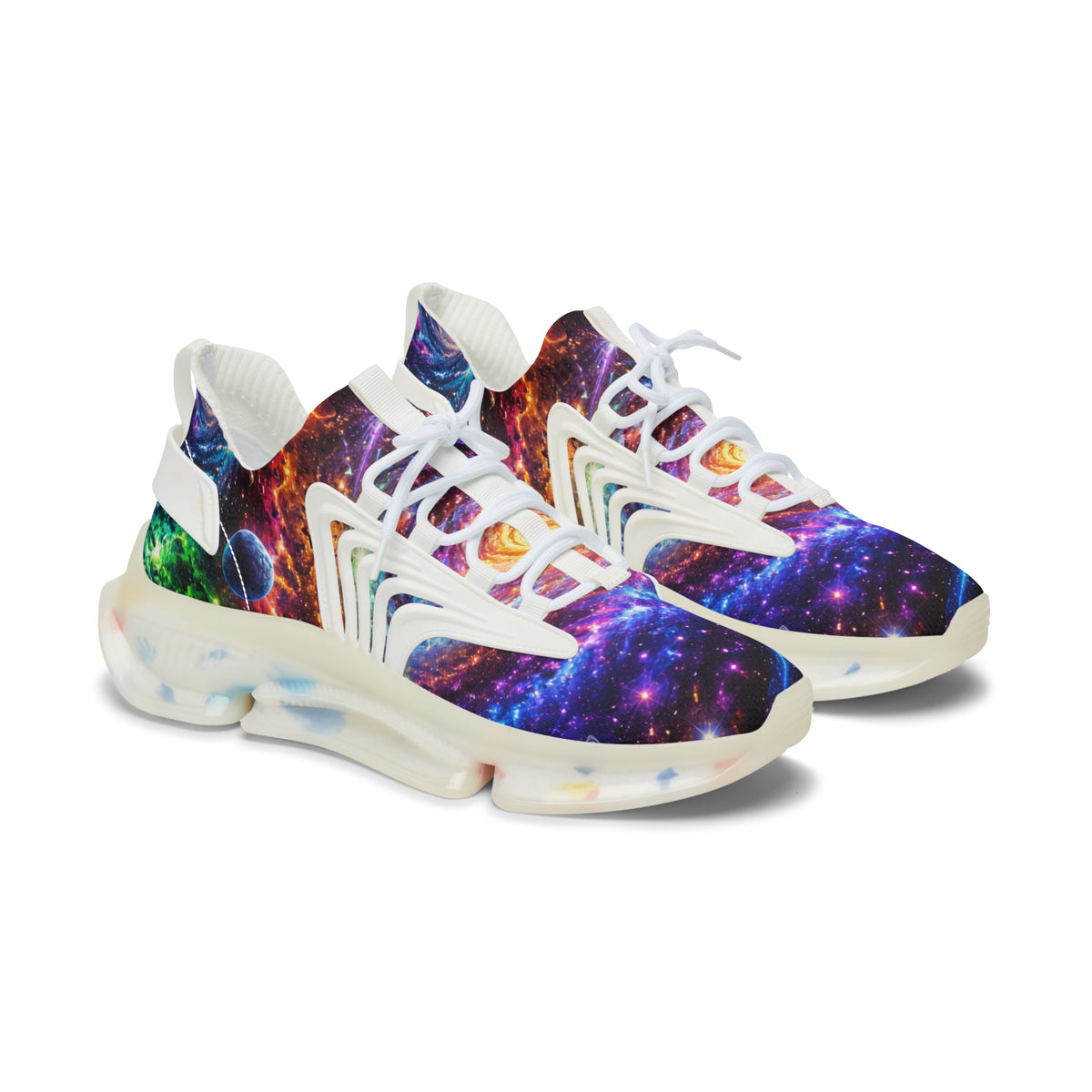 Galaxy Mesh Sneakers — Women's Space Print Athletic Shoes