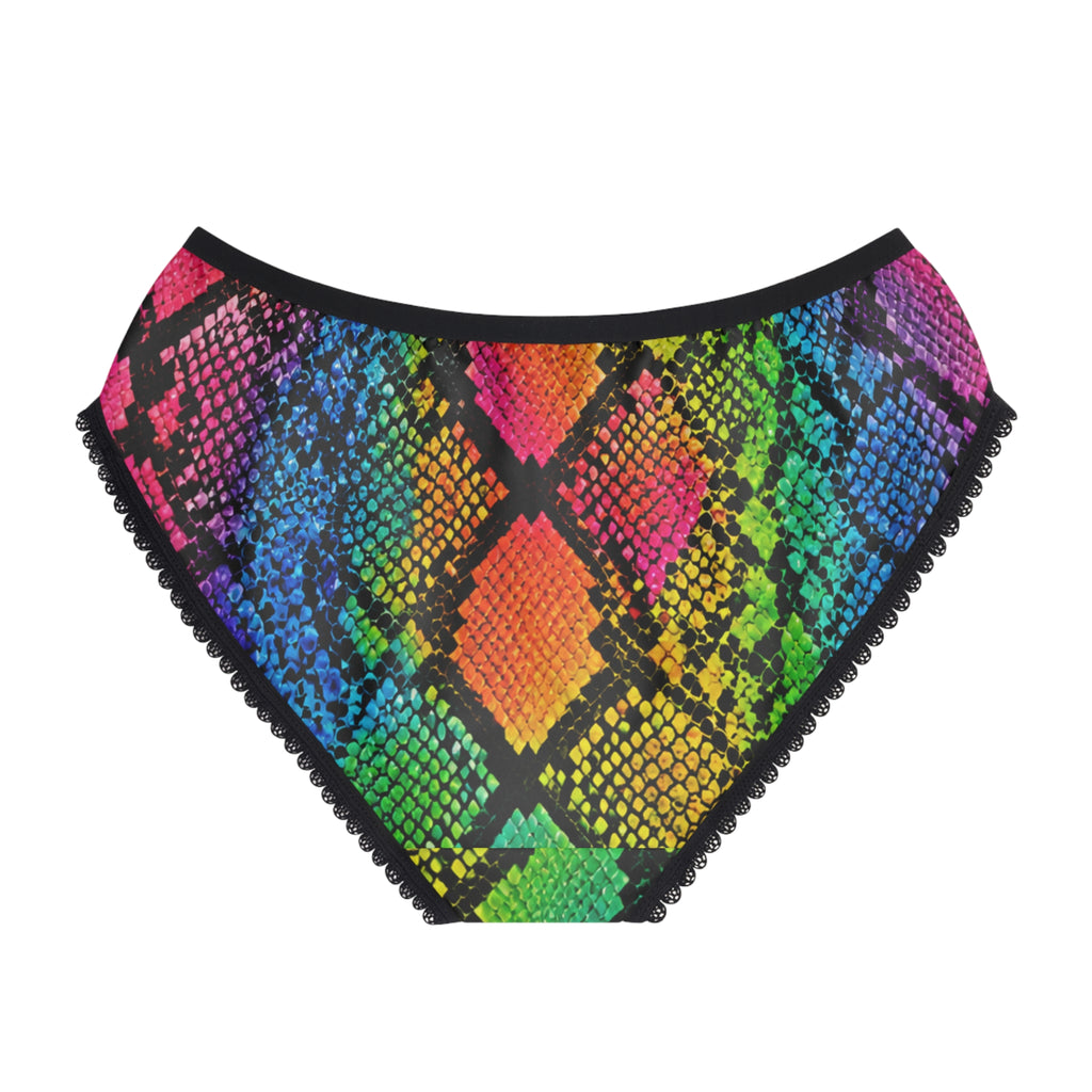 Rainbow Snakeskin Women's Briefs — Colorful High-Waist Patterned Underwear