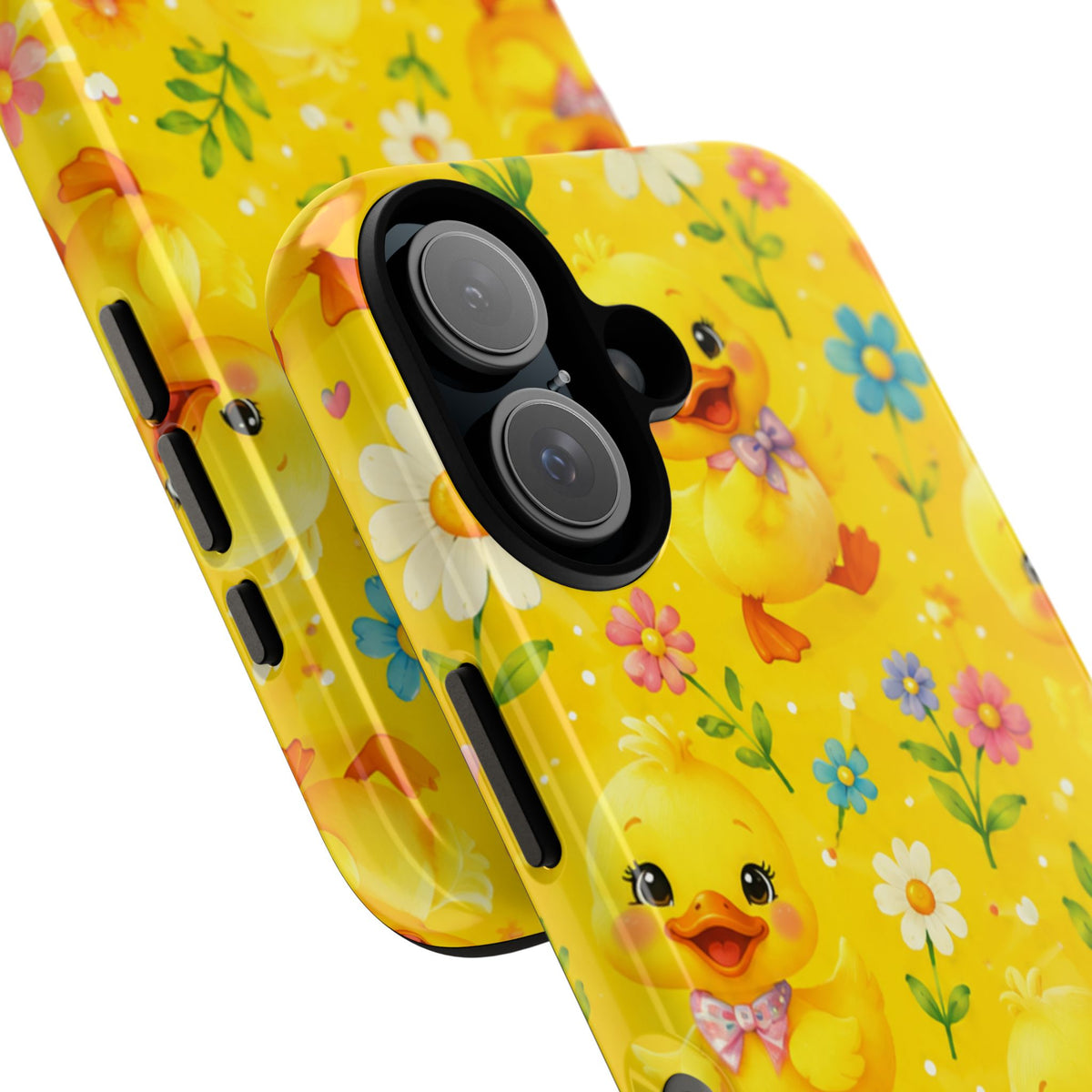 Cute Yellow Duck Pattern Phone Case — Floral Baby Duck Tough Case