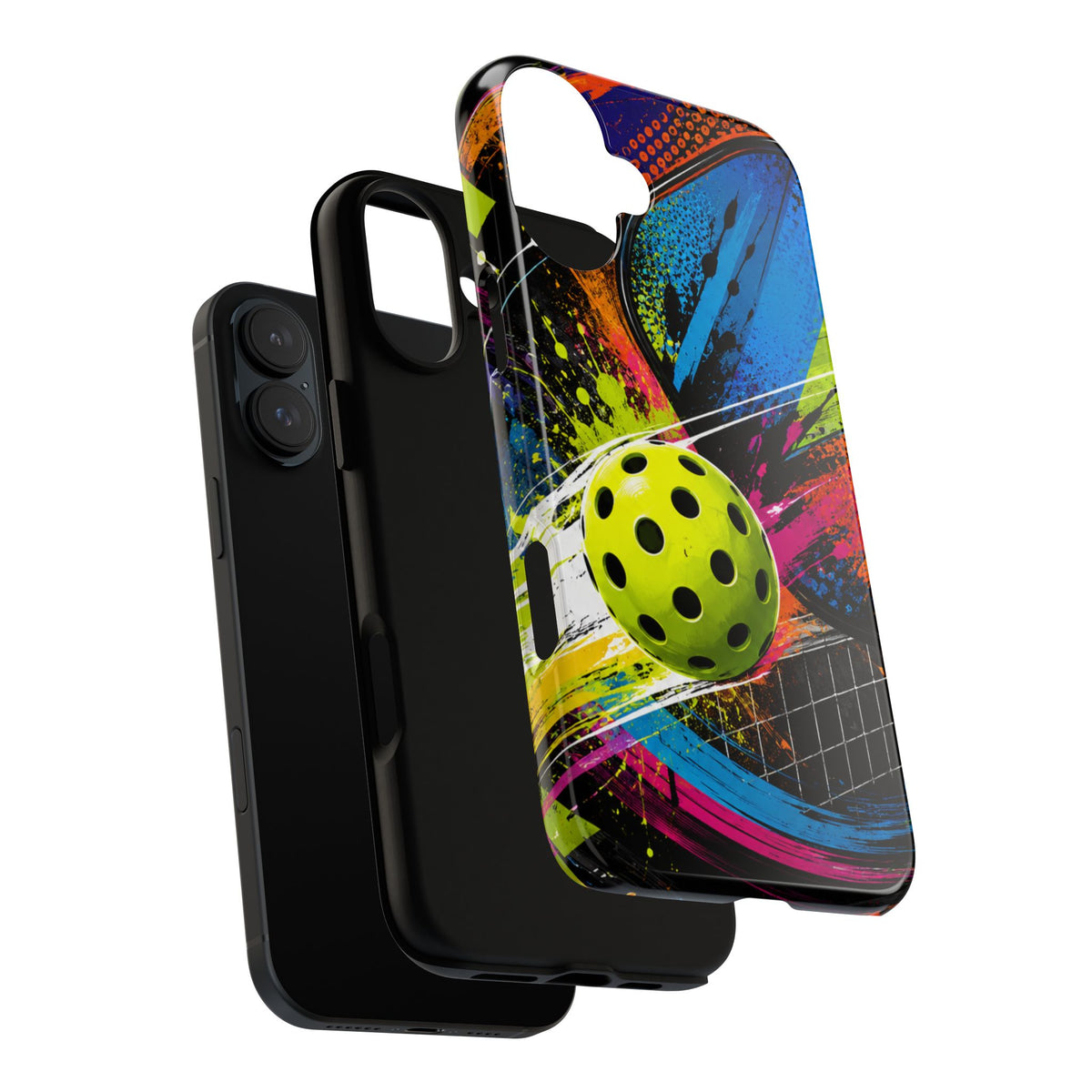 Pickleball Phone Case – Neon Paddle & Ball Splash Tough Case