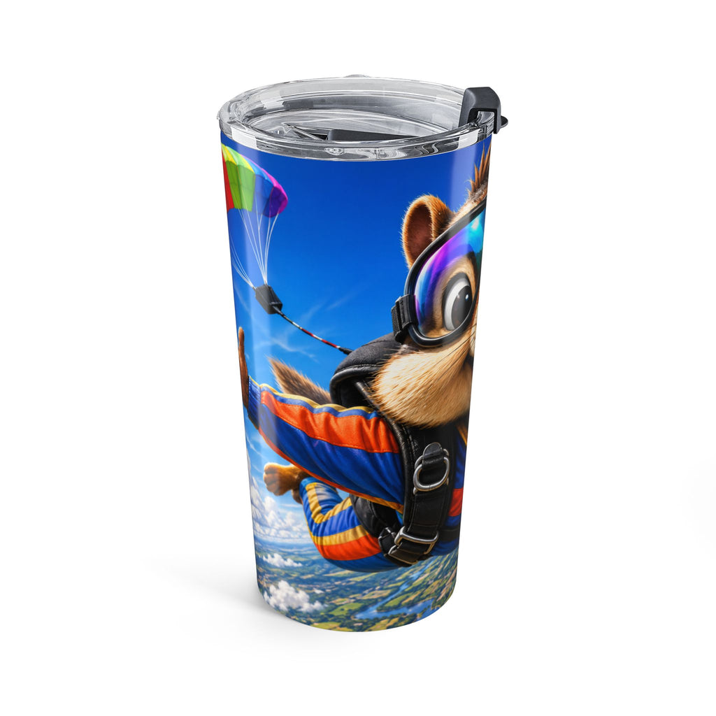 20oz Skydiving Chipmunk Tumbler — Cute Adventure Travel Drinkware