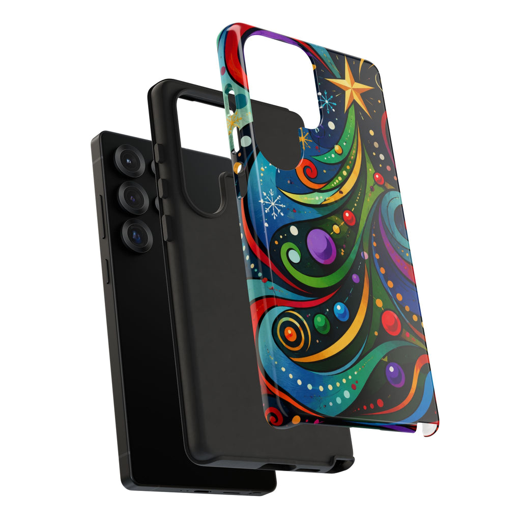 Colorful Swirl Christmas Tree Tough Phone Case
