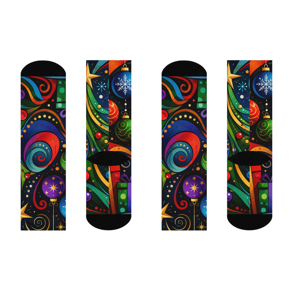Colorful Christmas Tree Crew Socks — Festive Holiday Ornament Design