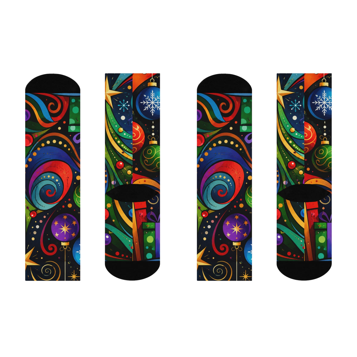 Colorful Christmas Tree Crew Socks — Festive Holiday Ornament Design