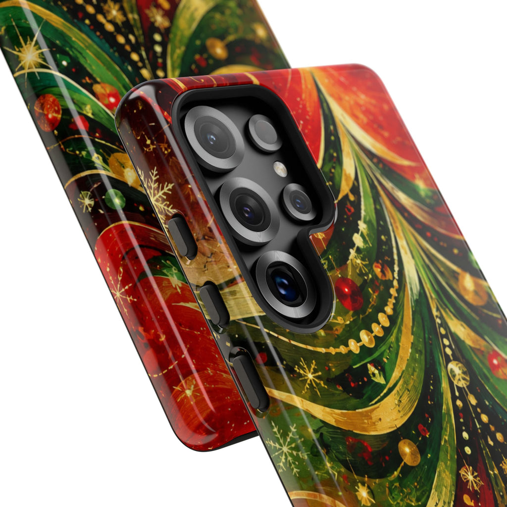 Christmas Tree Tough Phone Case — Festive Red & Green Holiday Phone Cover