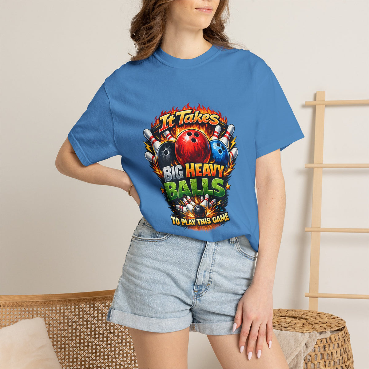 It Takes Big Heavy Balls To Play This Game T-shirt | Bowling Graphic Tee