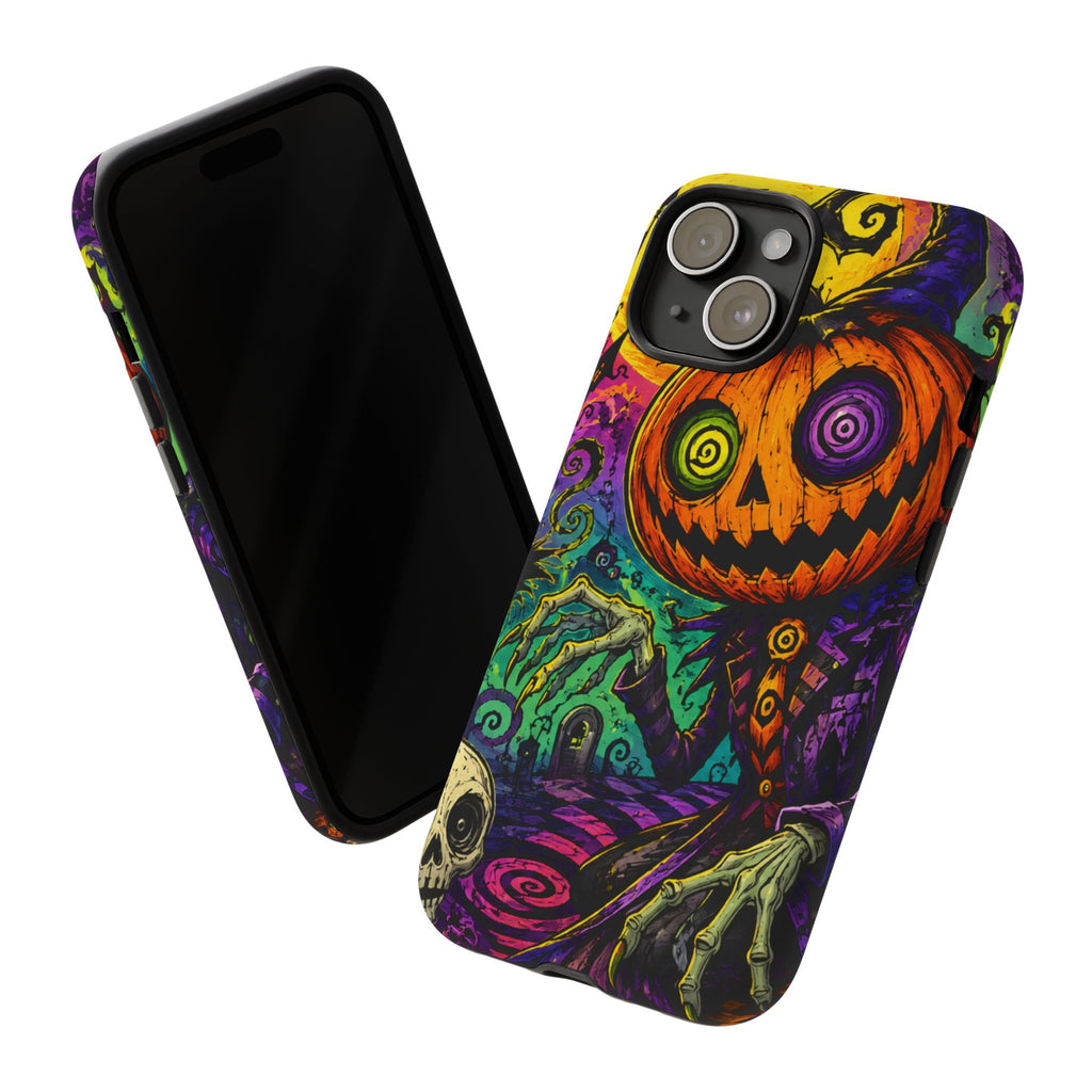 Halloween Pumpkin Skull Phone Case — Psychedelic Jack-o'-Lantern Tough Case