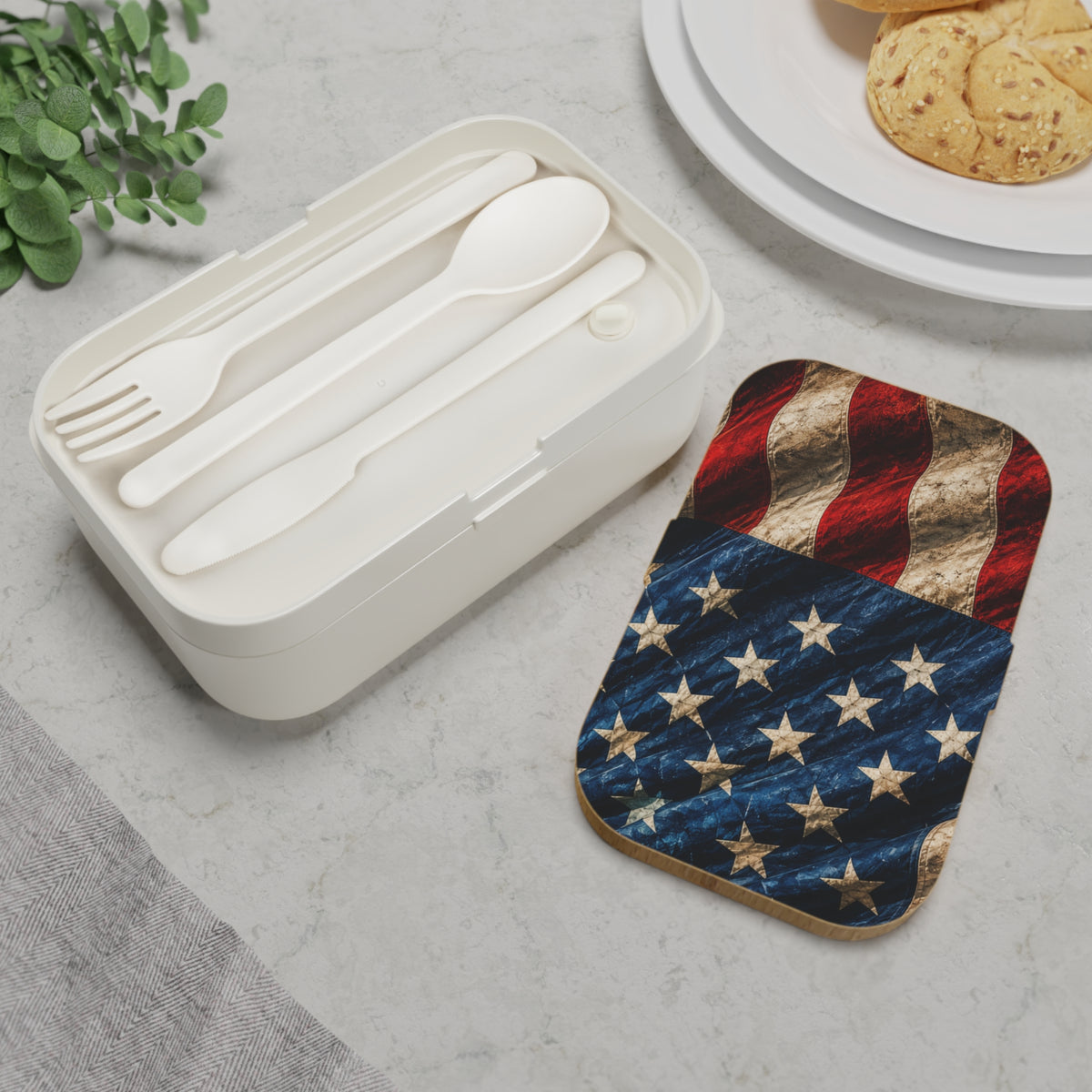 American Flag Bento Box — Patriotic Lunch Box for Kids & Adults