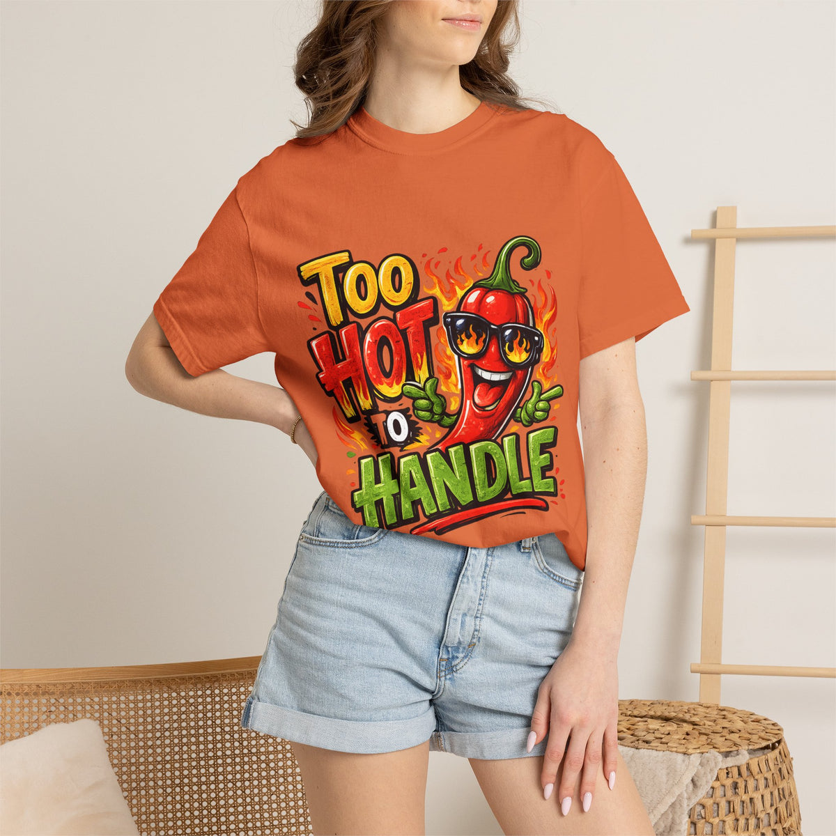 Too Hot to Handle pepper graphic T-shirt | spicy chili design