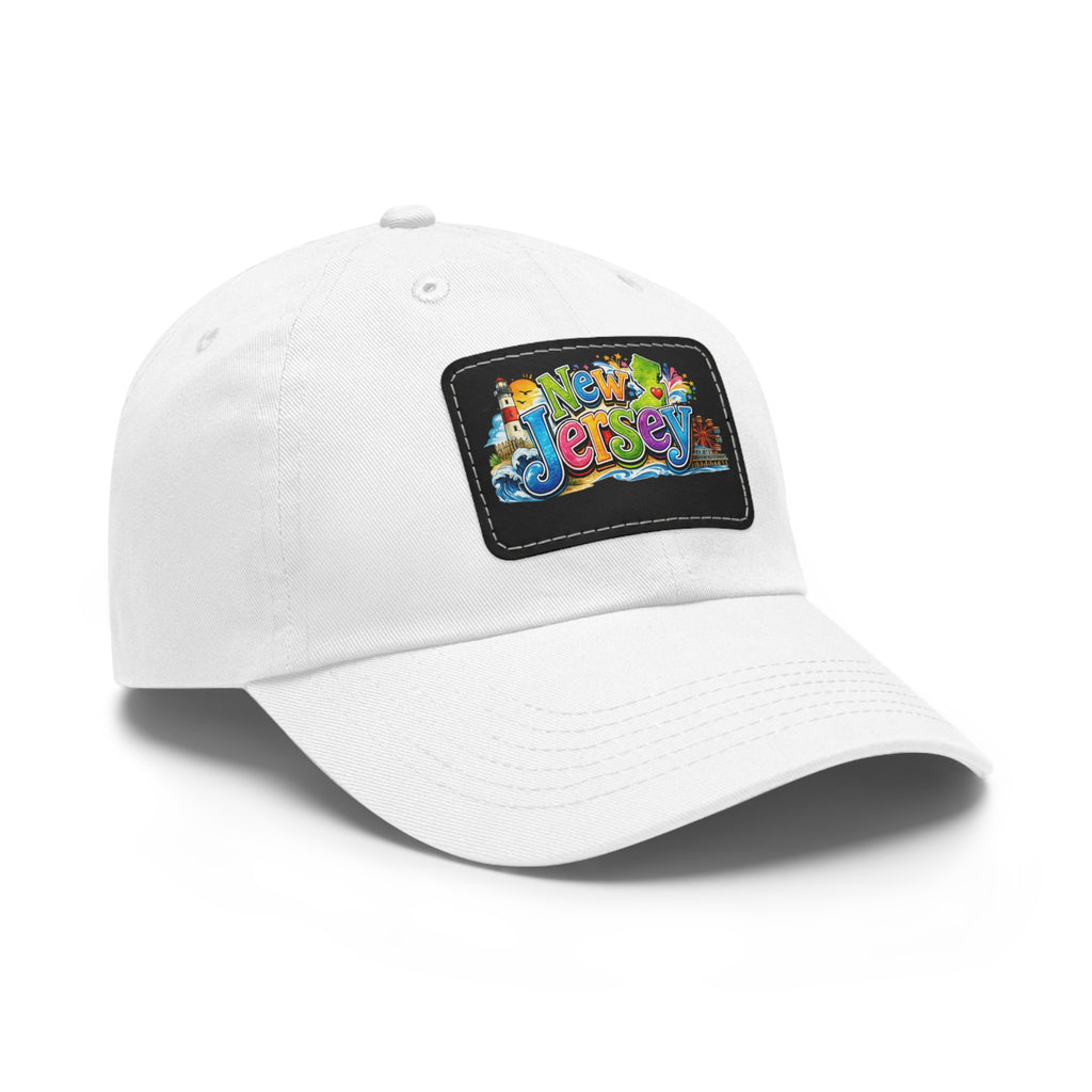 New Jersey Patch Logo Dad Hat | Leather Rectangle Patch