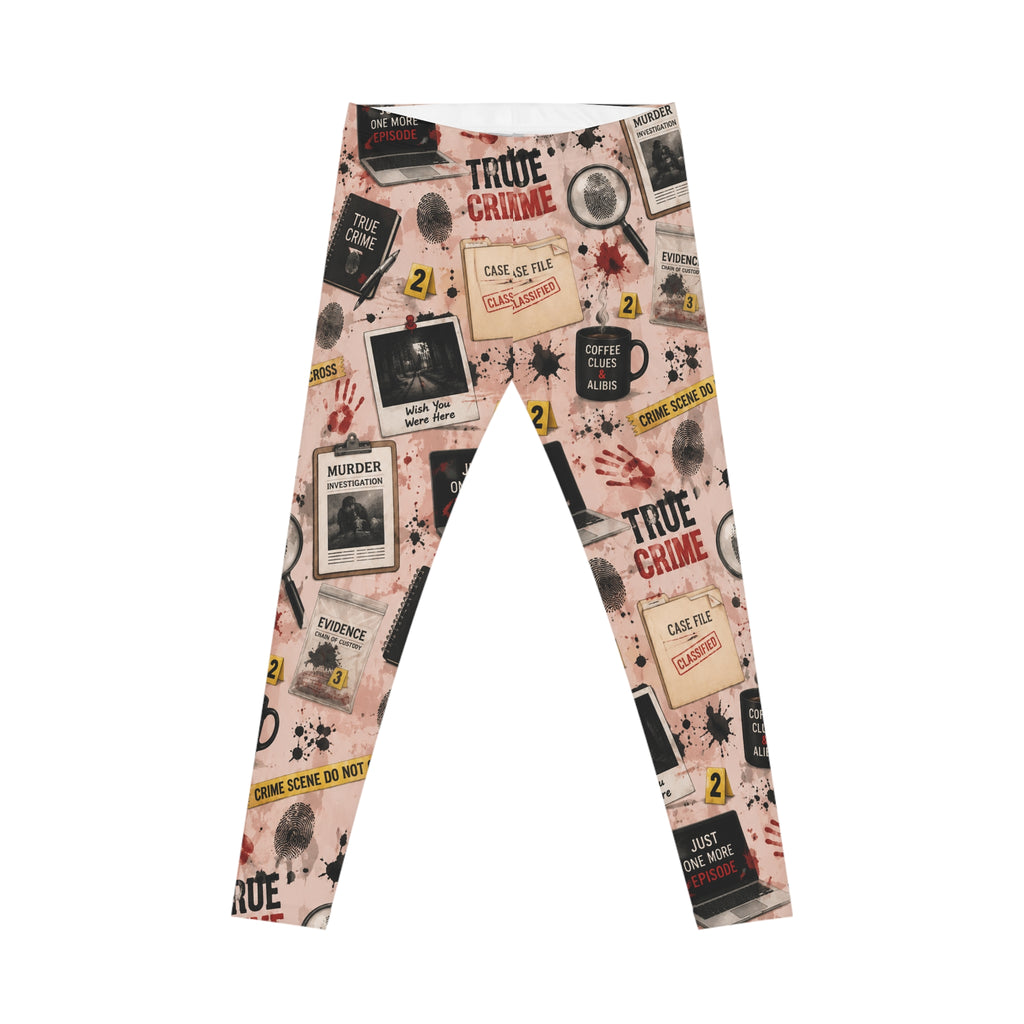 True Crime Pattern Leggings — Women's All-Over Print Casual Leggings