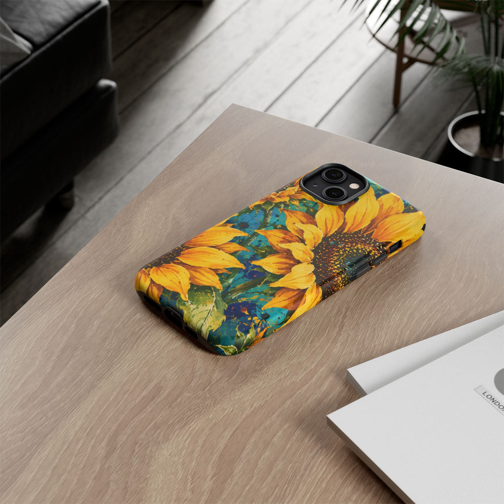 Sunflower Art Phone Case — Vibrant Yellow Floral Tough Case