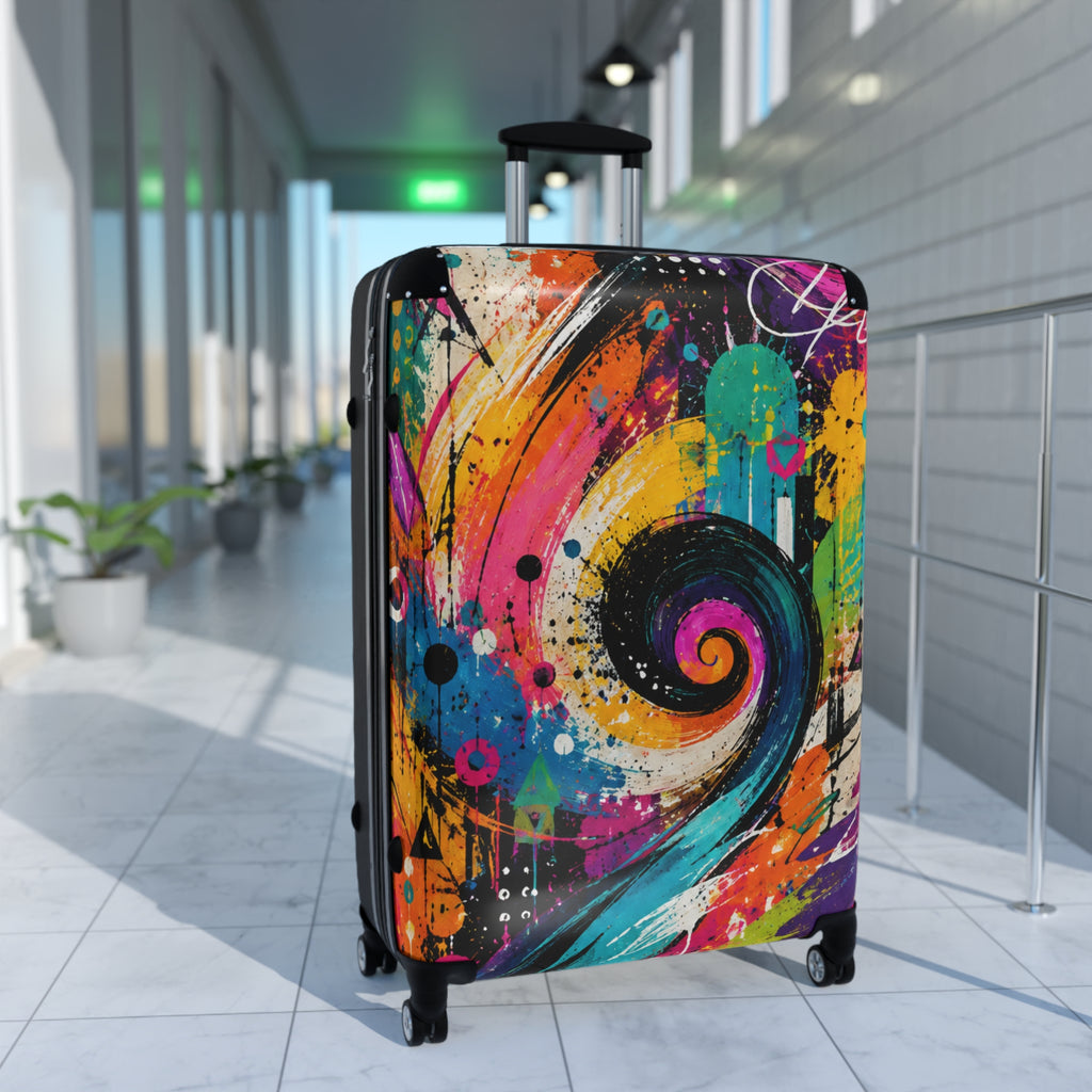 Colorful Swirl Carry-On Suitcase – Vibrant Abstract Travel Luggage