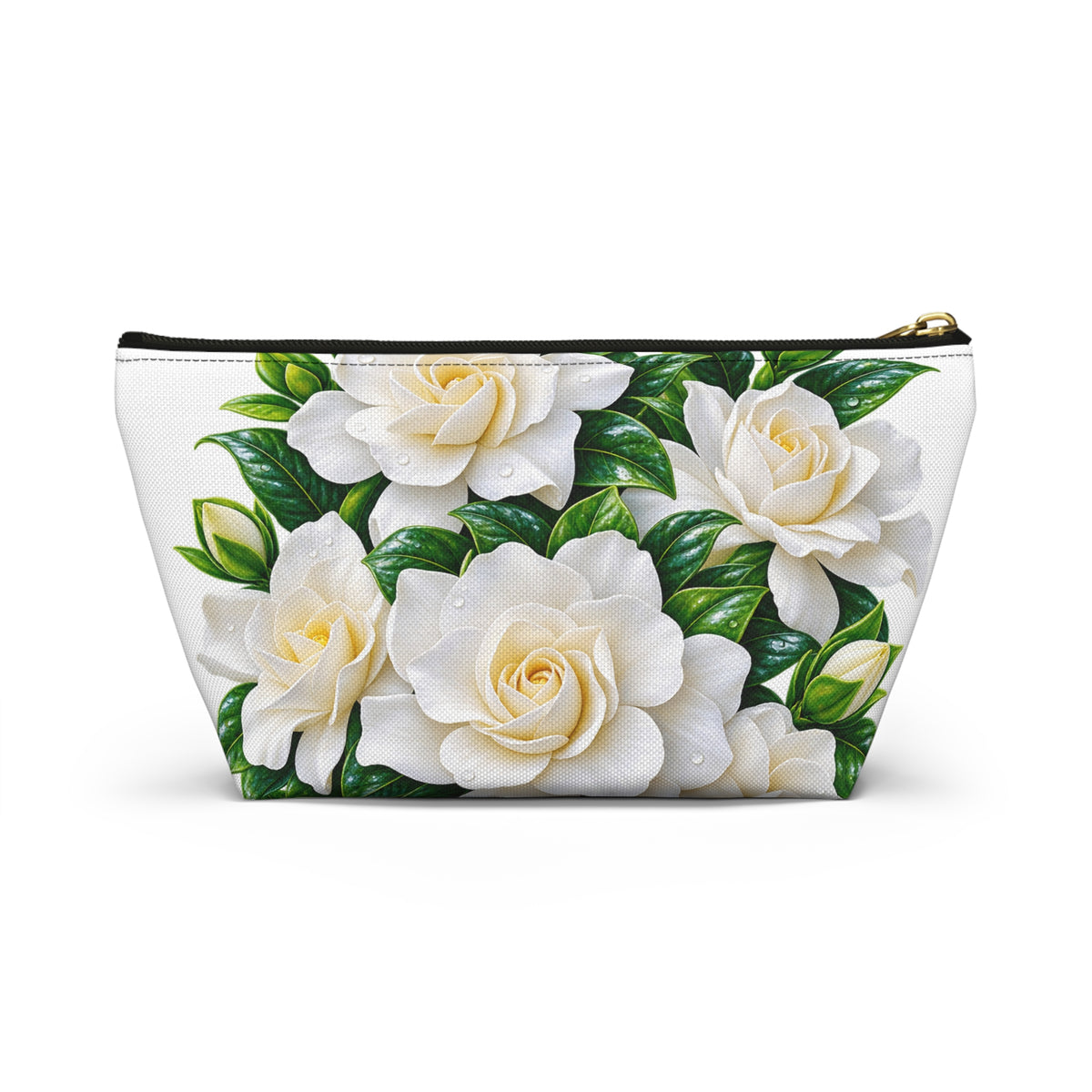 Gardenia Floral Accessory Pouch — T‑Bottom Makeup & Travel Cosmetic Bag
