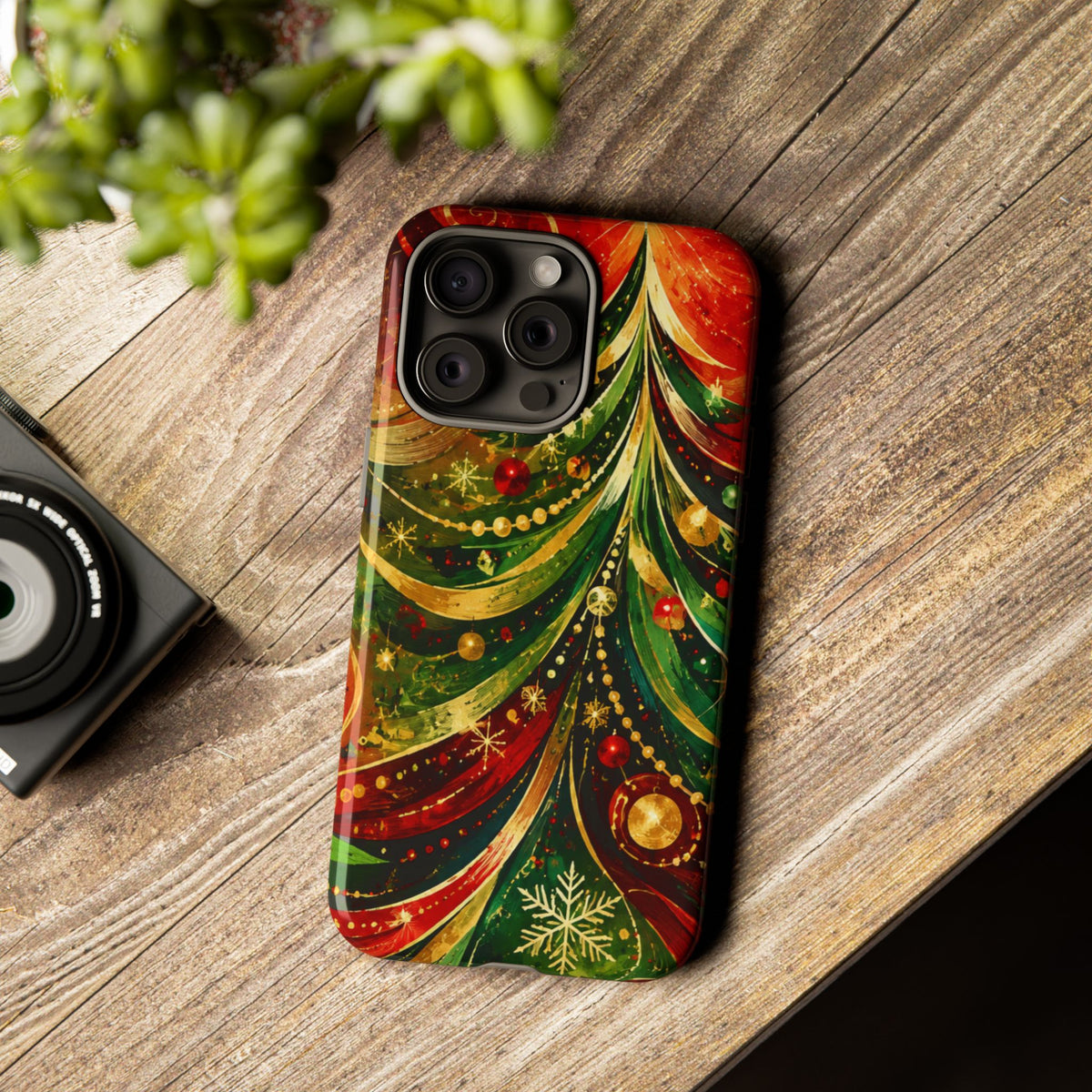 Christmas Tree Tough Phone Case — Festive Red & Green Holiday Phone Cover