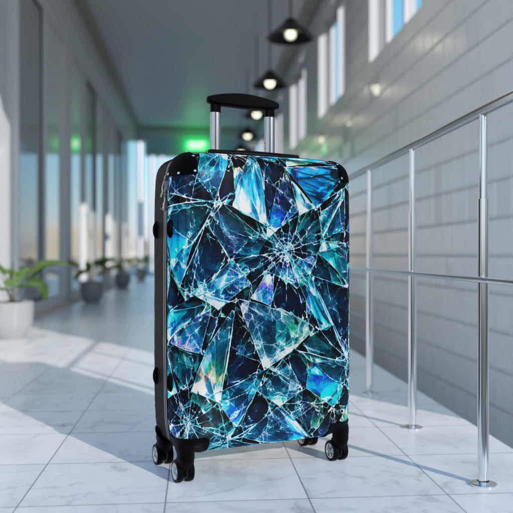 Blue Crystal Shards Carry-On Suitcase — Mosaic Gemstone Luggage