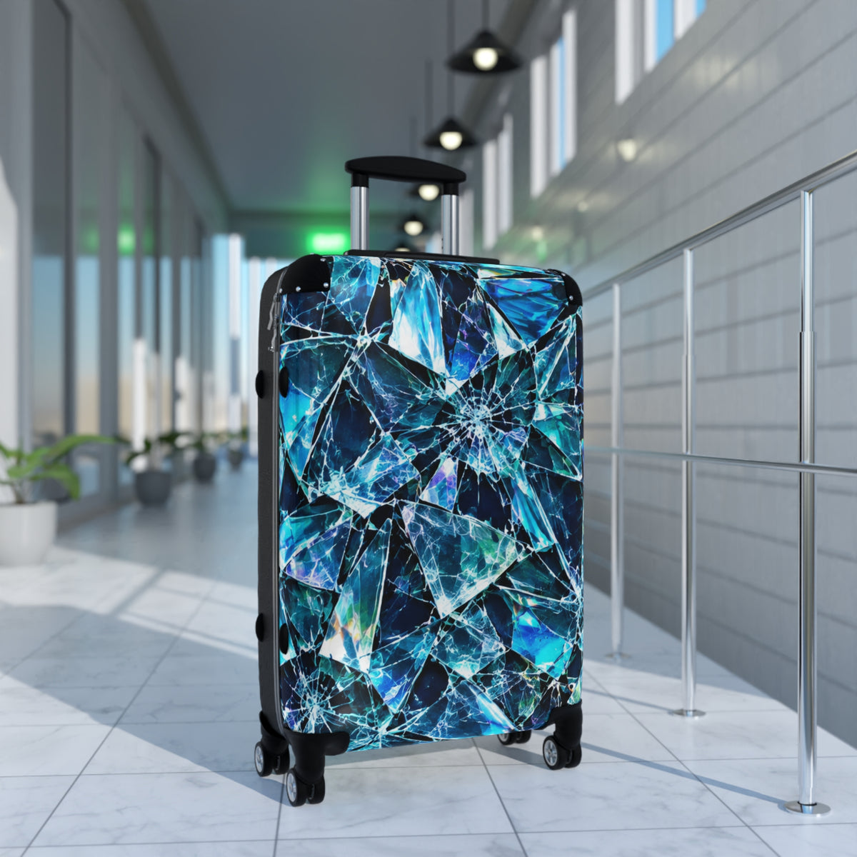 Blue Crystal Shards Carry-On Suitcase — Mosaic Gemstone Luggage