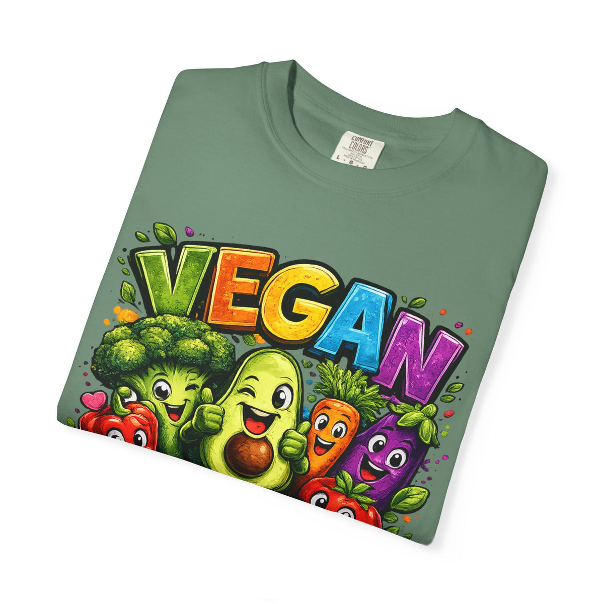 Vegan for Life T-Shirt | Colorful Cartoon Veggies Tee