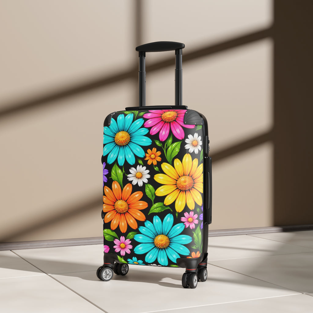 Colorful Daisy Suitcase – Floral Carry-On Luggage for Women & Travel