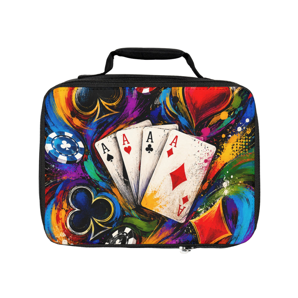 Card Game Lunch Bag — Colorful Poker Aces Design