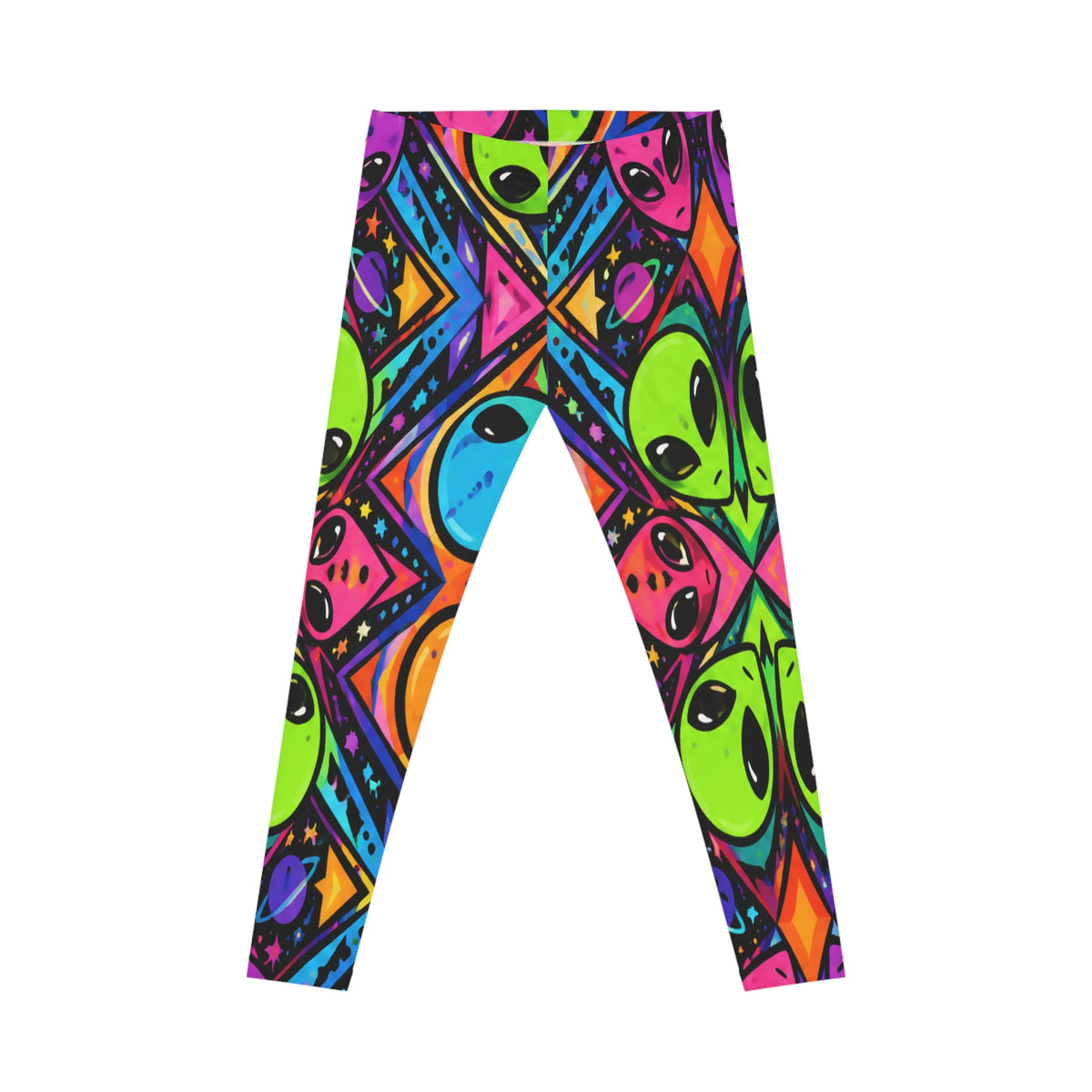 Neon Alien Print Leggings — Psychedelic Galaxy Pattern Women's Leggings