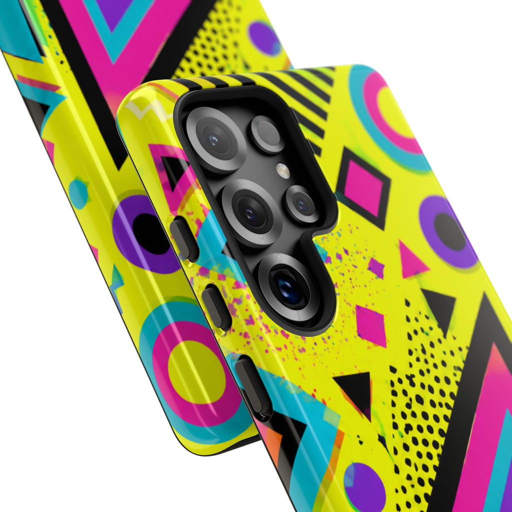 Retro 80s Geometric Phone Case — Neon Memphis Triangle Design