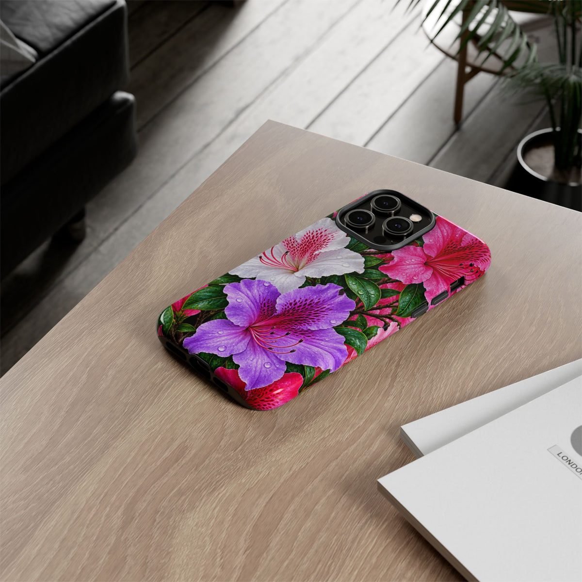 Floral Azalea Phone Case — Vibrant Pink & Purple Blossom Protection