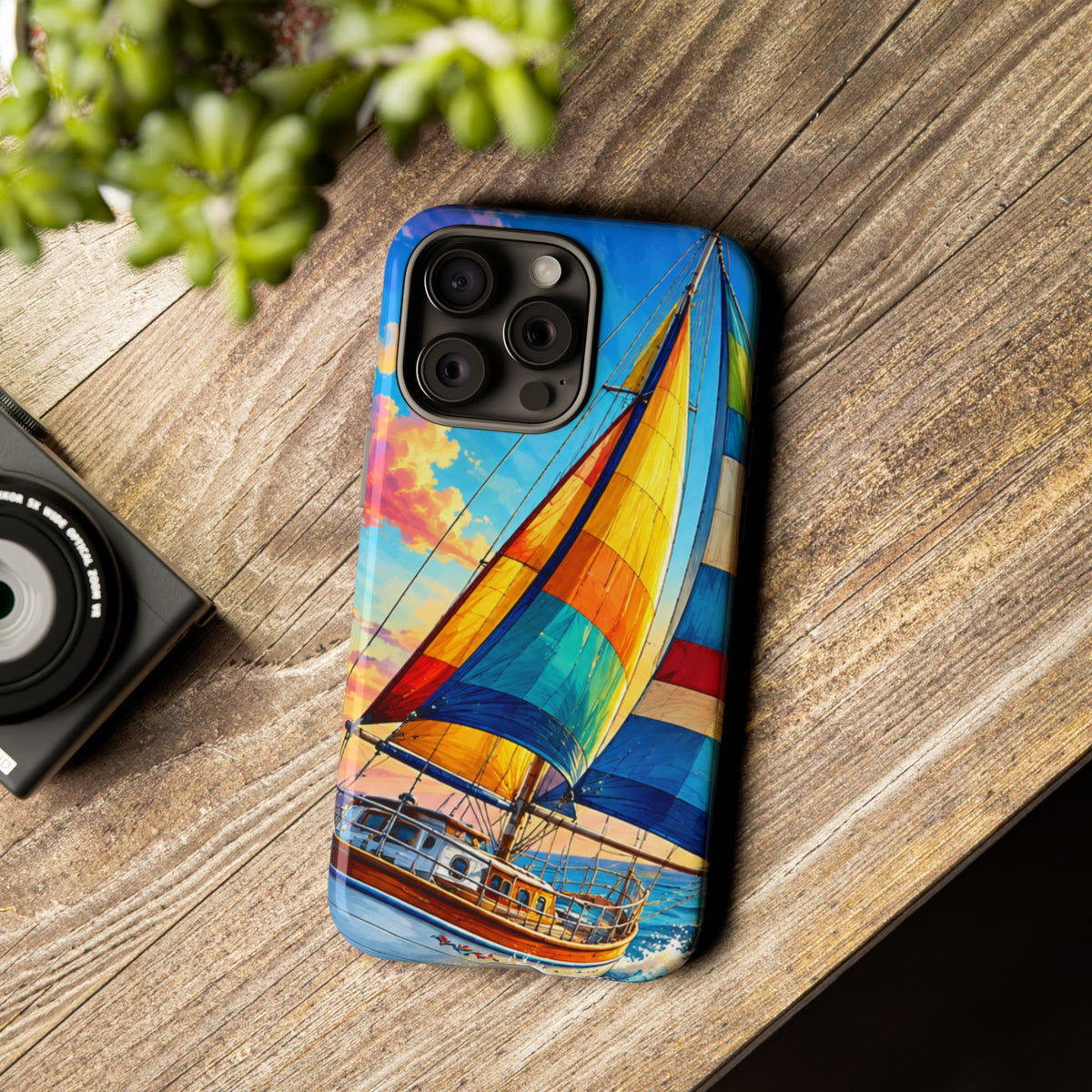 Sailboat Sunset Phone Case — Colorful Nautical iPhone Cover