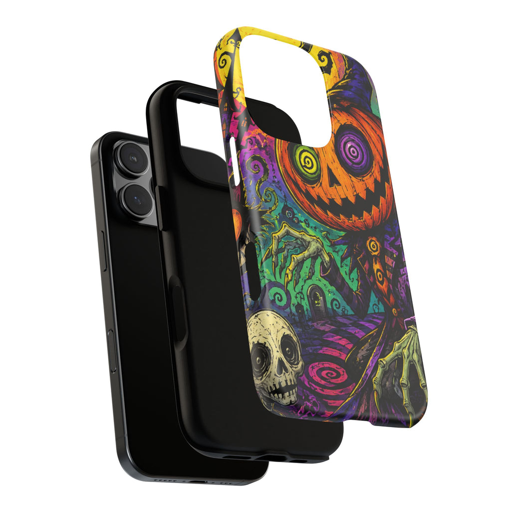 Halloween Pumpkin Skull Phone Case — Psychedelic Jack-o'-Lantern Tough Case