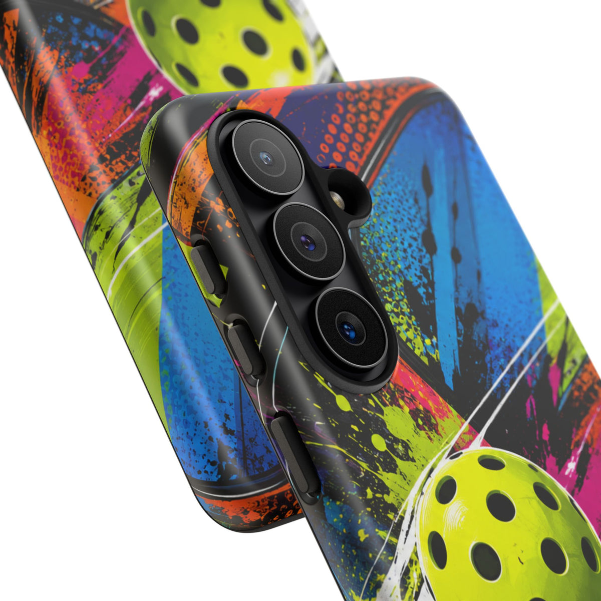 Pickleball Phone Case – Neon Paddle & Ball Splash Tough Case