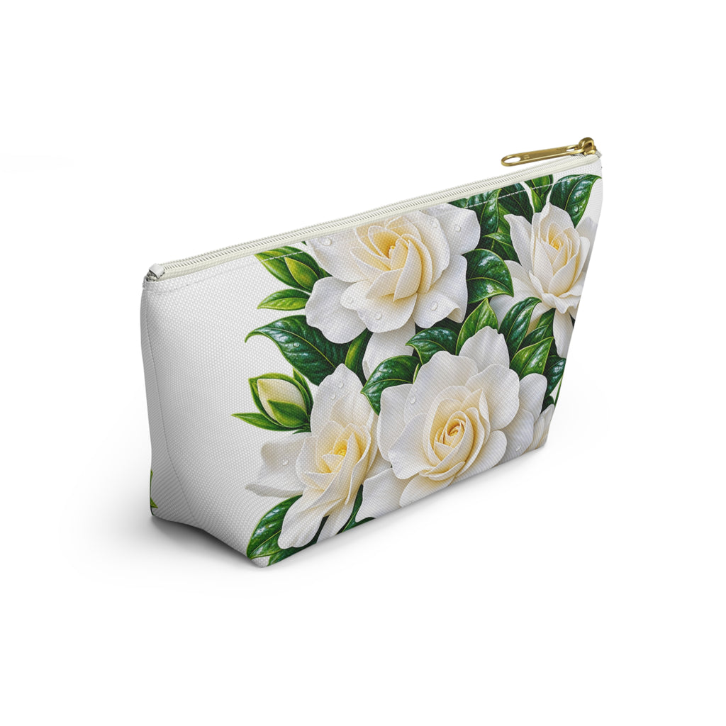 Gardenia Floral Accessory Pouch — T‑Bottom Makeup & Travel Cosmetic Bag
