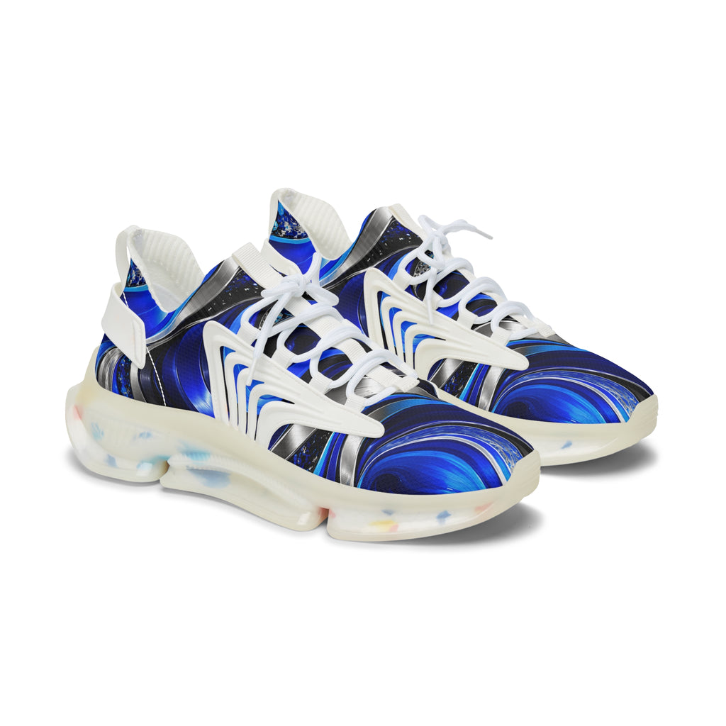 Women’s Blue Swirl Mesh Sneakers — Lightweight Athletic Shoes