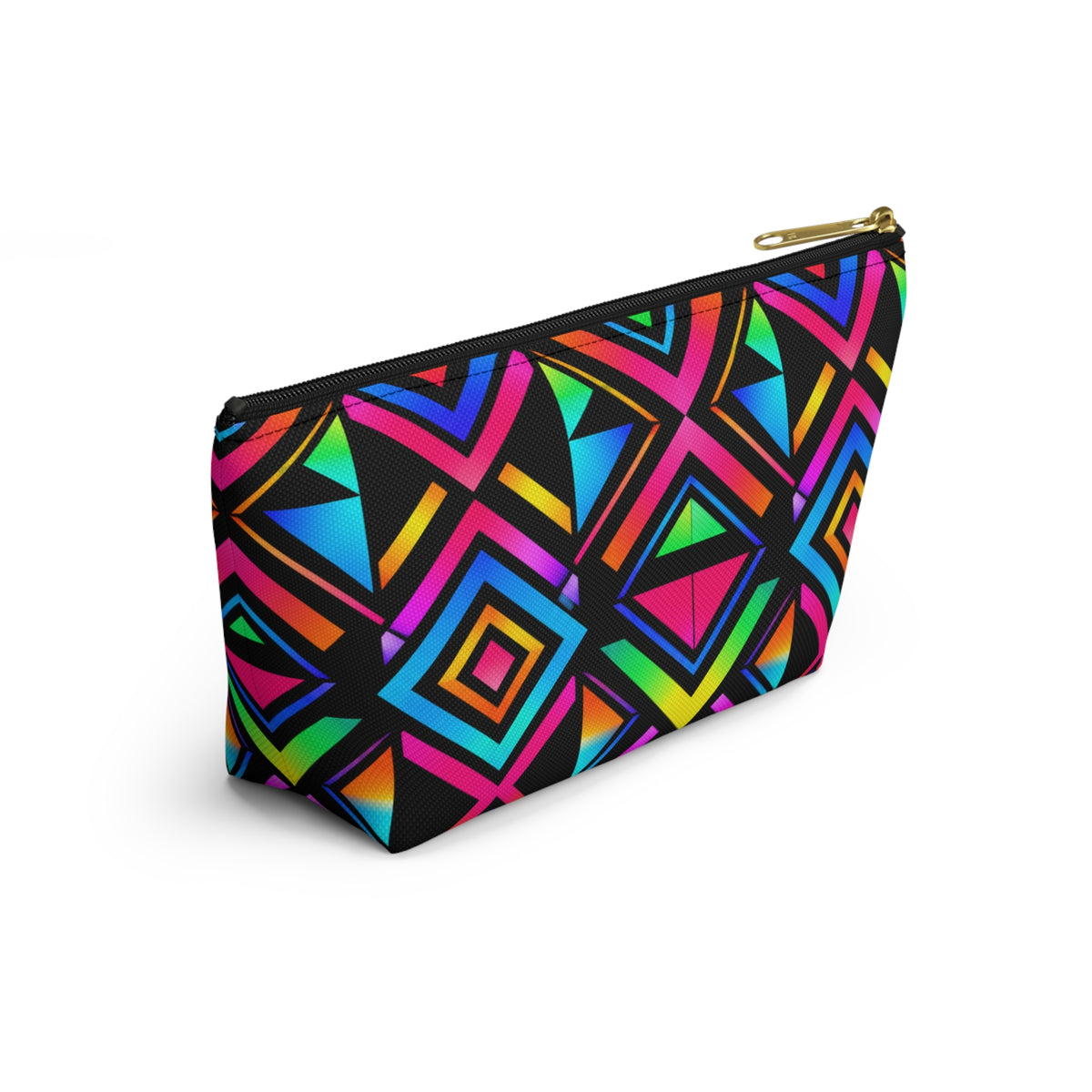 Neon Geo Makeup Pouch — Colorful Geometric Accessory Bag
