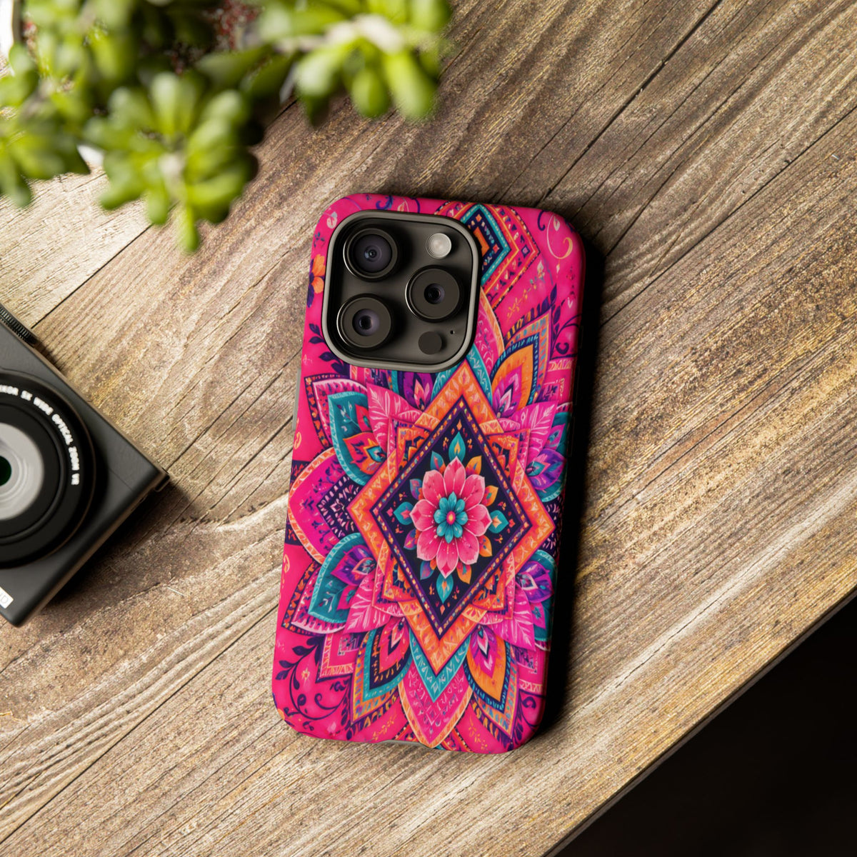 Floral Mandala Tough Phone Case — Pink Boho Protective Cover