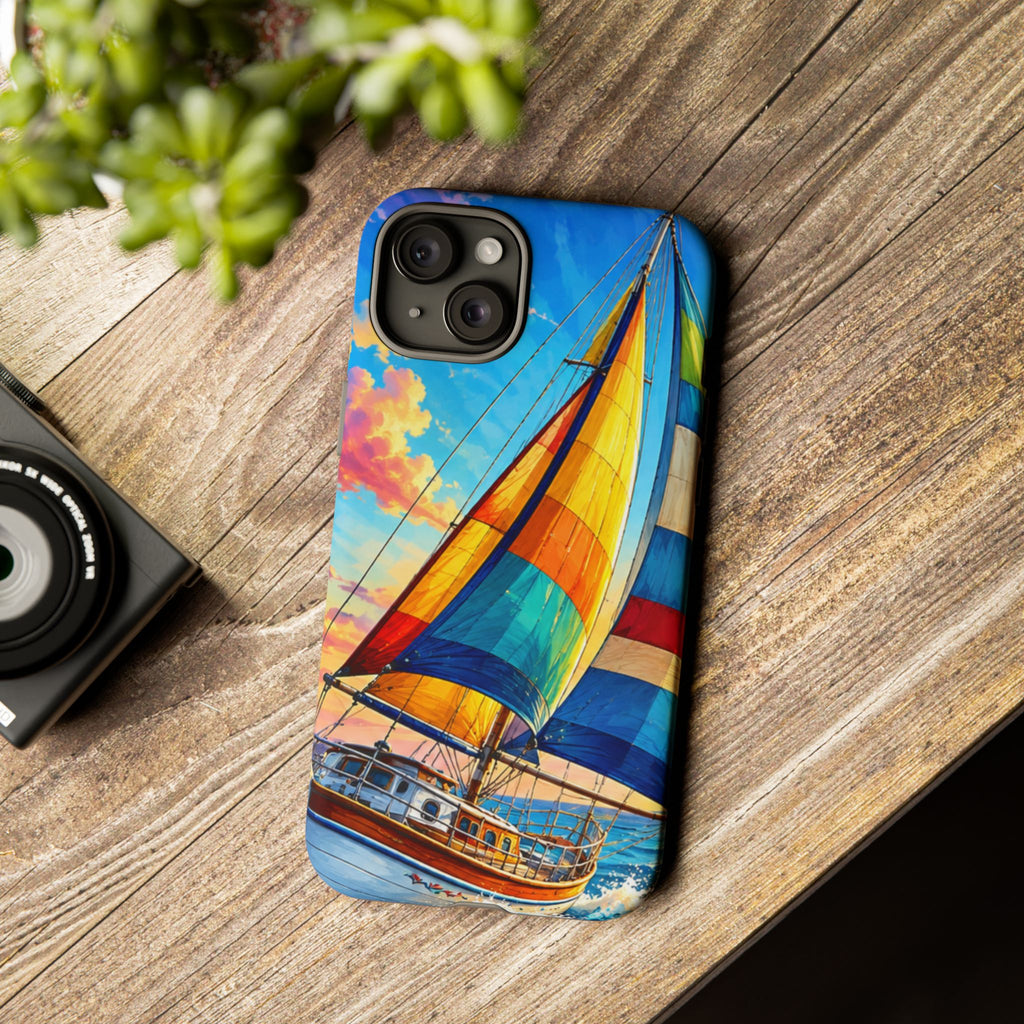 Sailboat Sunset Phone Case — Colorful Nautical iPhone Cover