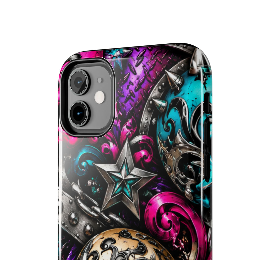 Skull & Stars Tough Phone Case | Colorful Gothic Skull Phone Case