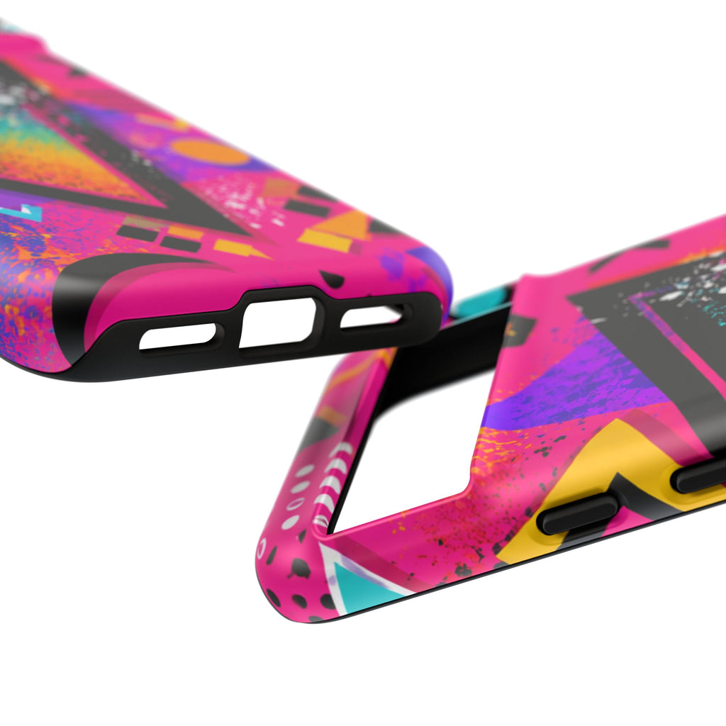Retro 80s Geometric Phone Case — Neon Triangle Tough Case