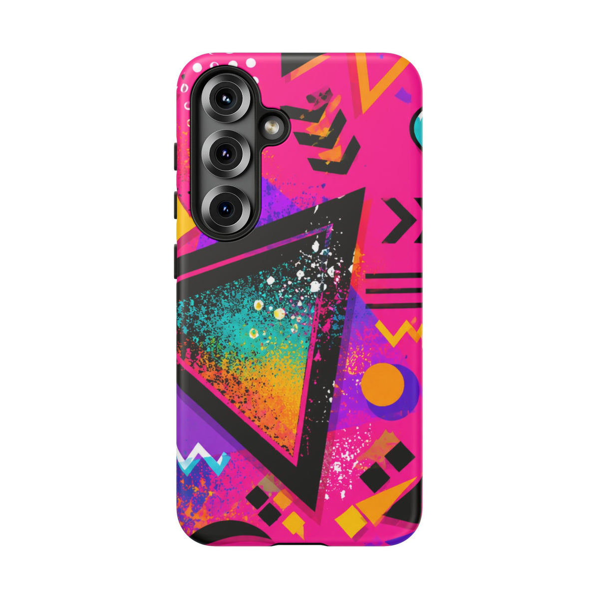 Retro 80s Geometric Phone Case — Neon Triangle Tough Case