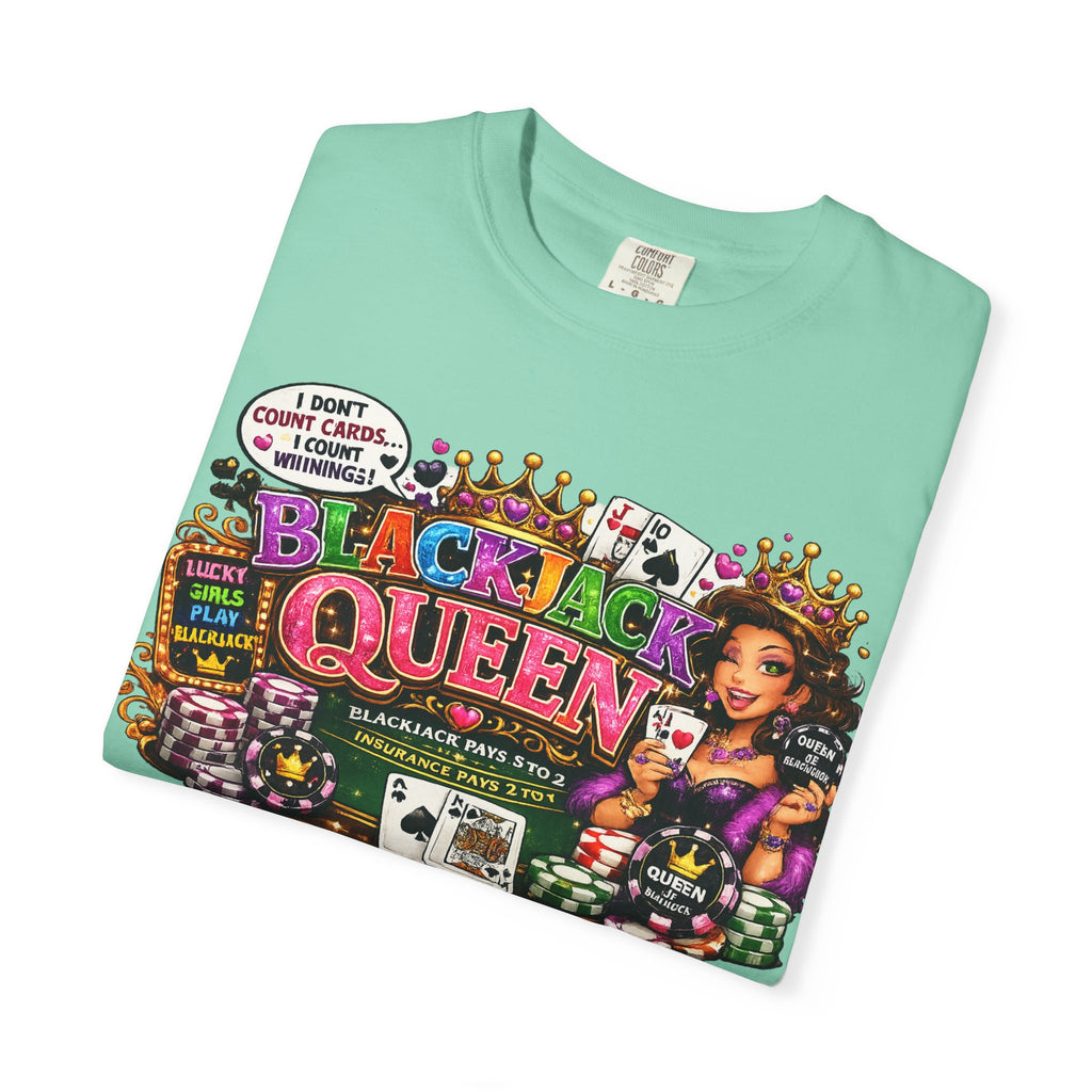 Blackjack Queen T-shirt | Casino Card Dealer Illustration