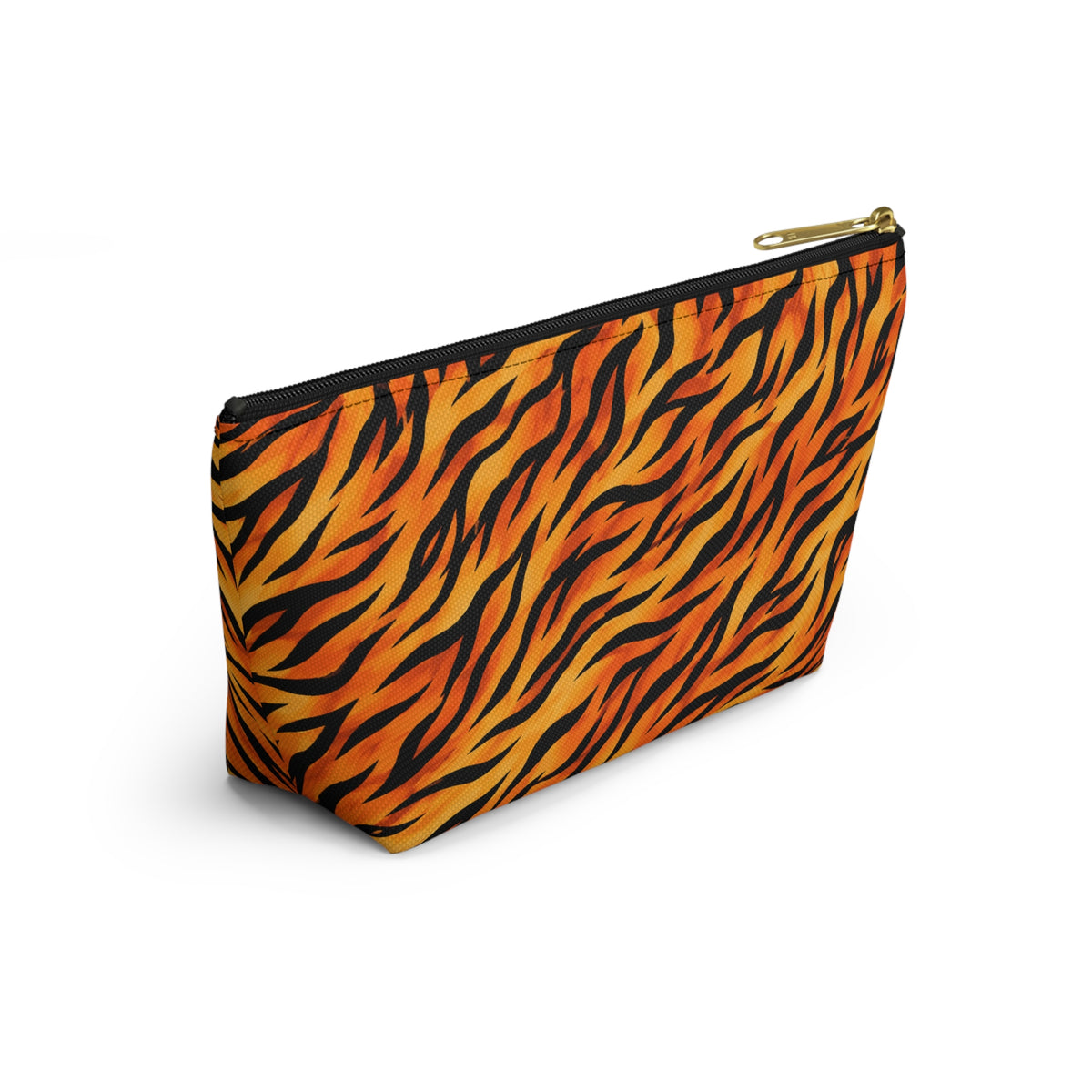 Tiger Stripe Accessory Pouch - Orange T-Bottom Makeup Bag