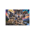 Wolf Pack Outdoor Rug — Scenic Mountain & Northern Lights Design