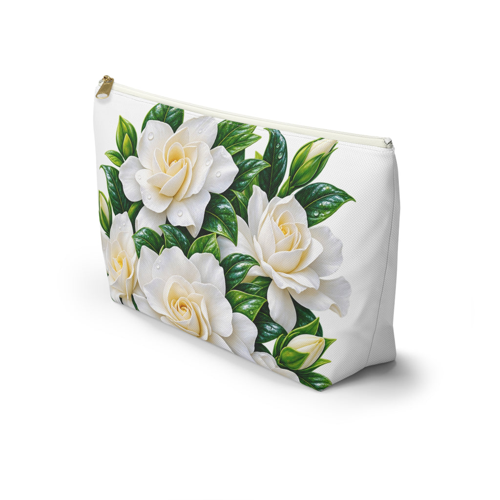 Gardenia Floral Accessory Pouch — T‑Bottom Makeup & Travel Cosmetic Bag