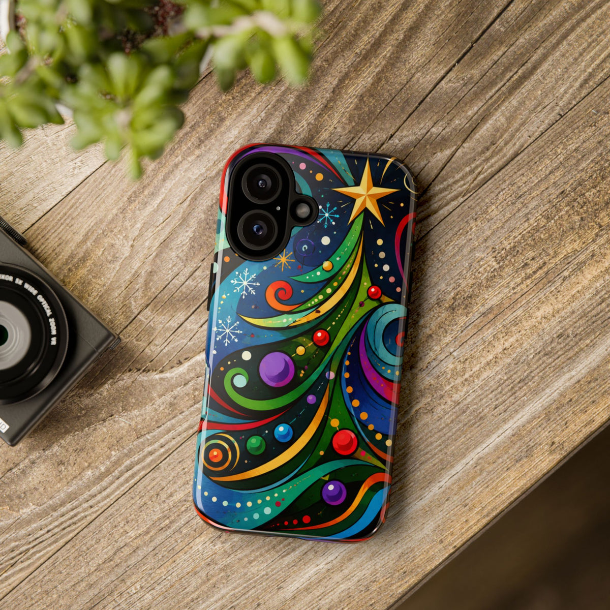 Colorful Swirl Christmas Tree Tough Phone Case