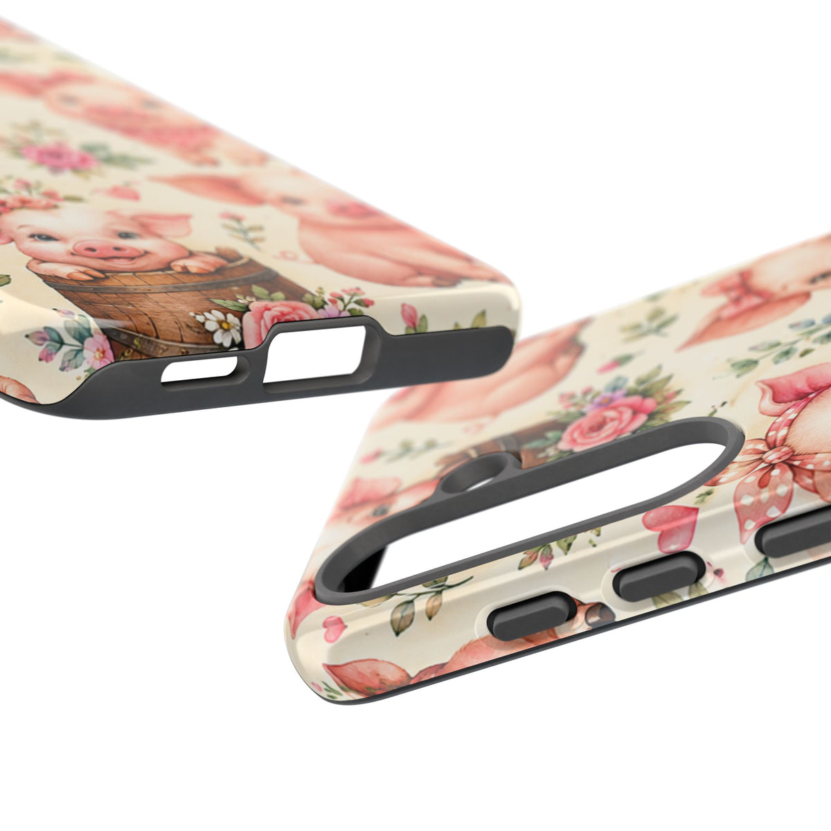 Cute Pink Piglet Phone Case — Vintage Floral Farm Animal iPhone Cover