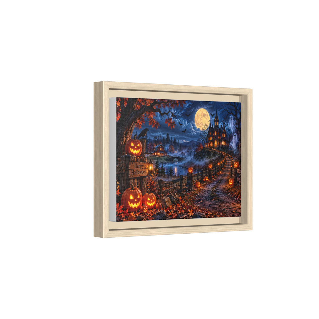 Halloween Pumpkin Path Matte Canvas Framed Wall Art